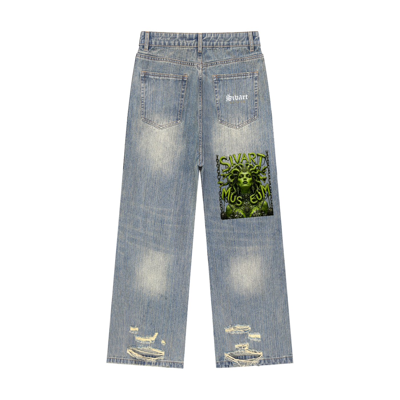 Sivart Museum Vintage Wash Distressed Denim Jeans
