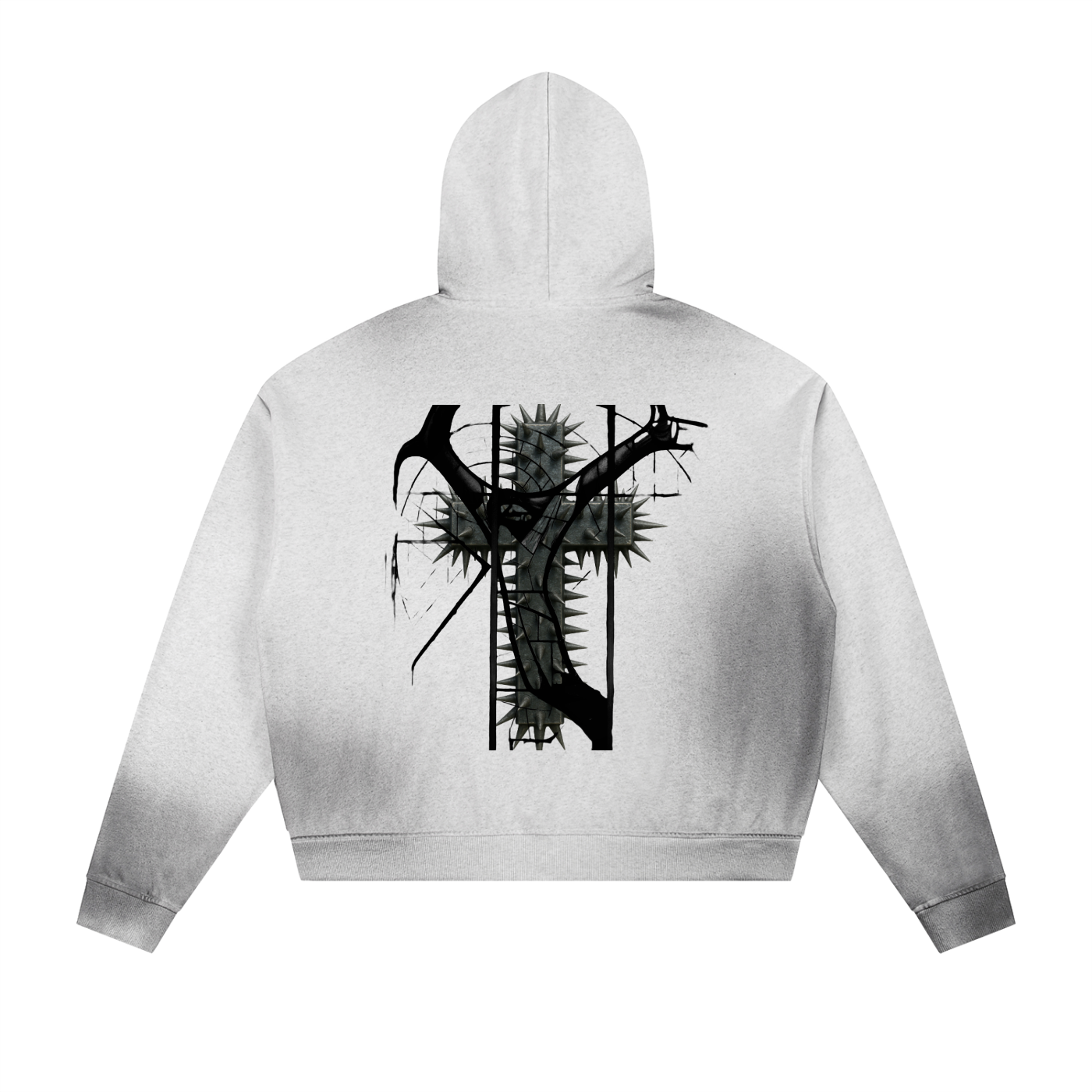 Sivart Museum Sun Fade Frayed Raw Edge Fleece Zip Hoodie