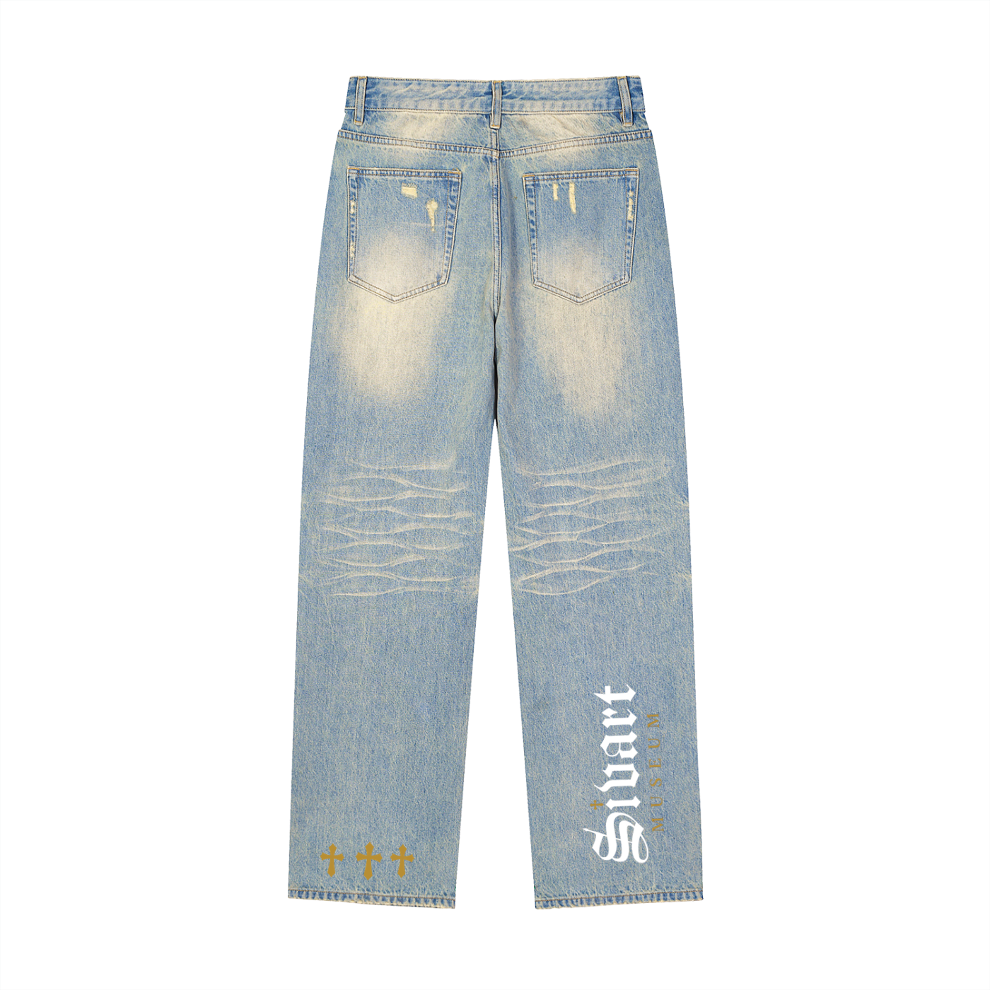 Sivart Museum Sun Fade Raw Hem Denim Jeans