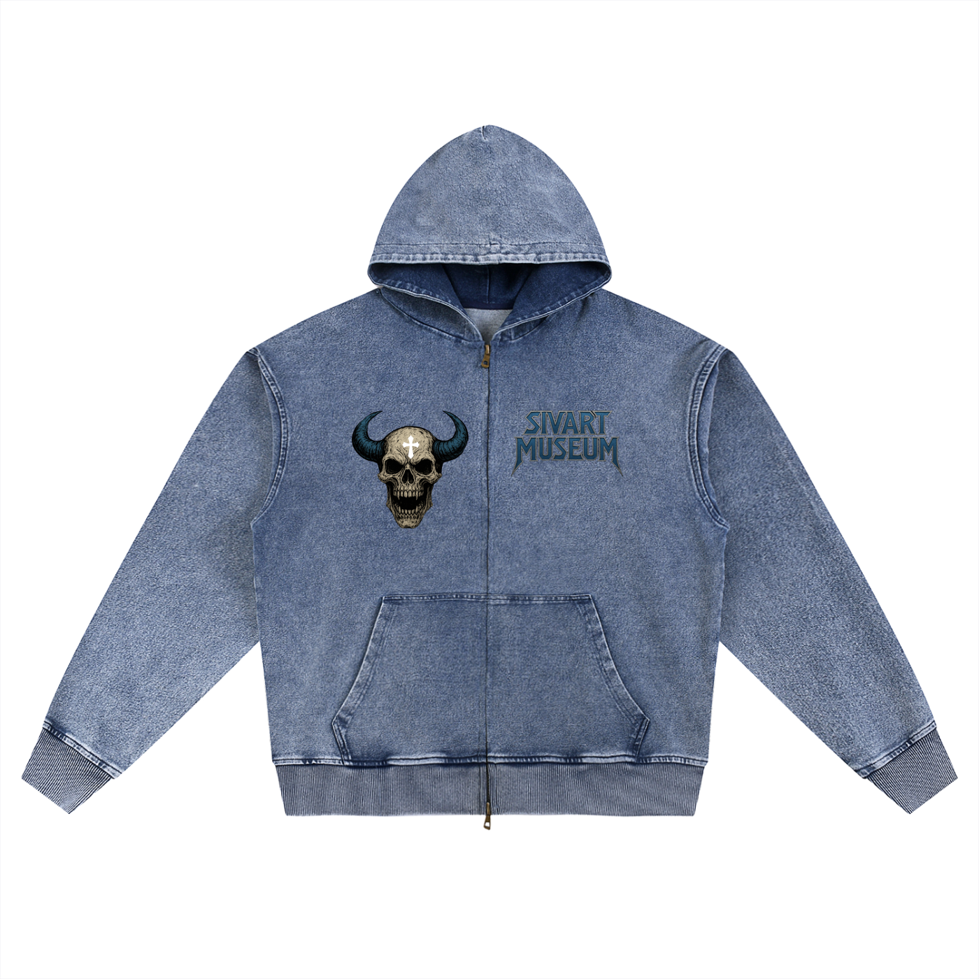 Sivart Museum Snow Wash Oversized Zip-Up Hoodie