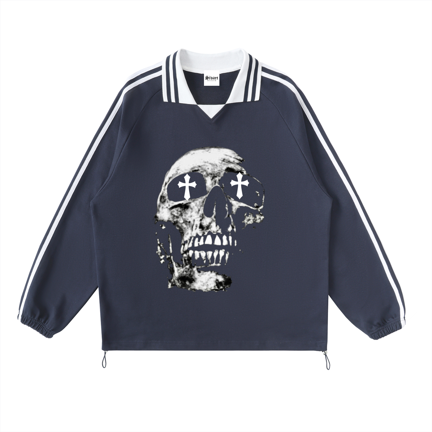 Sivart Museum  Striped Lapel Collar Sweatshirt
