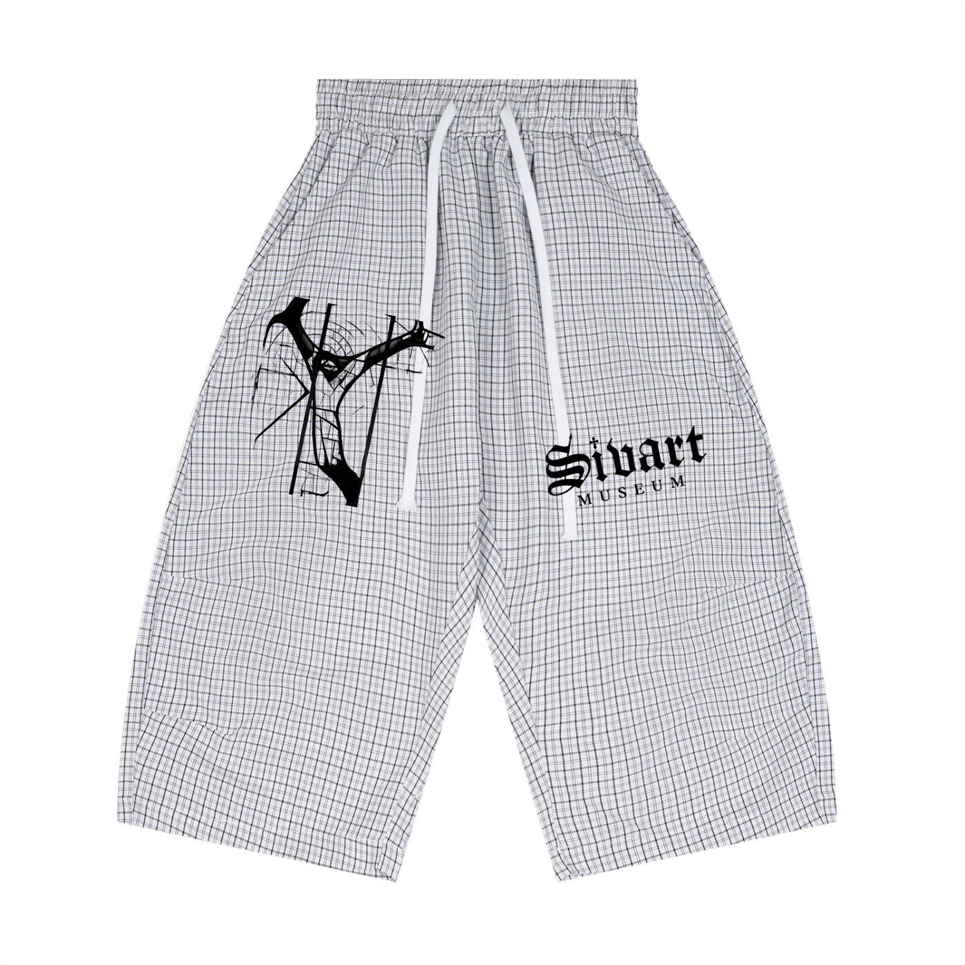 Sivart Museum Unisex Plaid Loose Capri Shorts