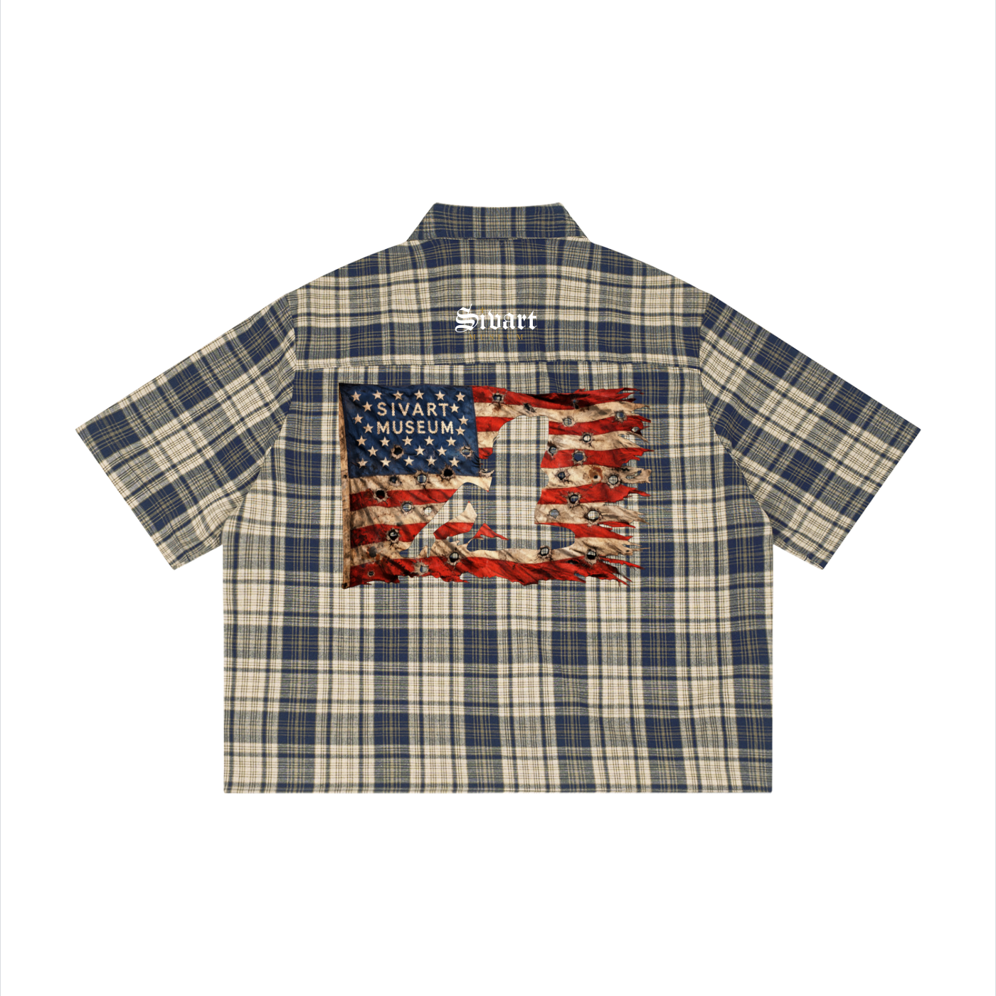 Sivart Museum Unisex Plaid Boxy Short Sleeve Shirt
