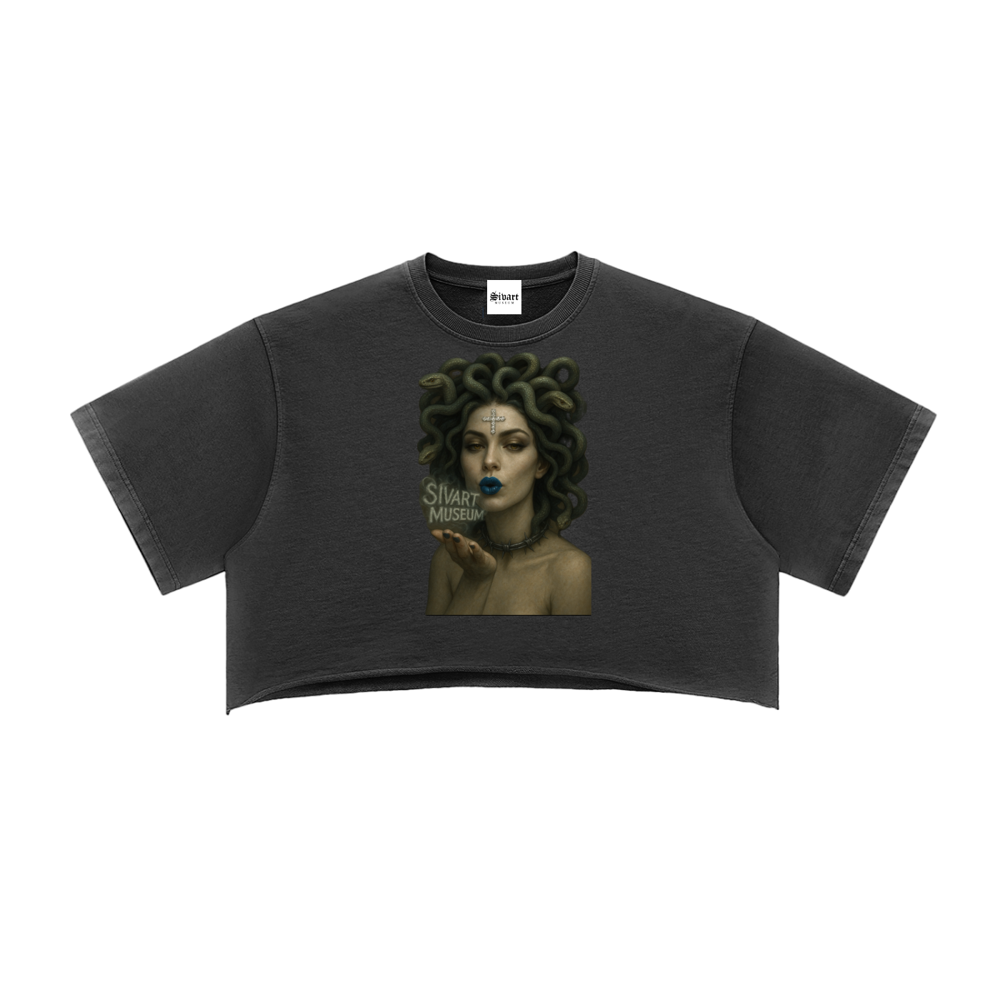 Sivart Museu Women Snow Washed Raw Edge Crop Top