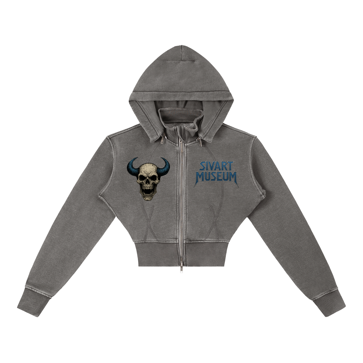 Sivart Museum Women Vintage Washed Cropped Fleece Hoodie