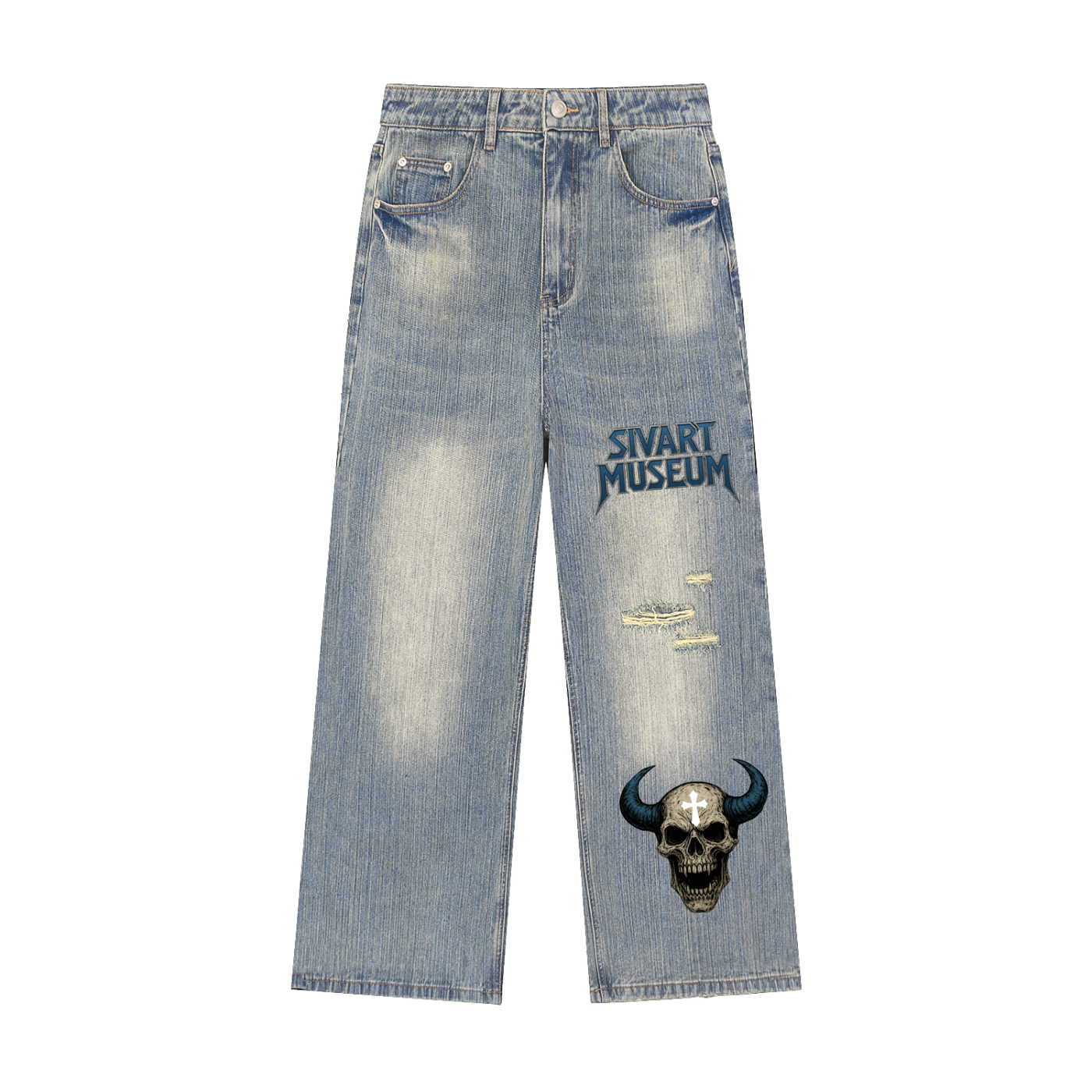 Sivart Museum Vintage Wash Distressed Denim Jeans