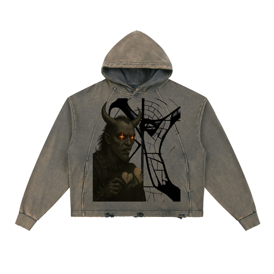 Sivart Museum Vintage Washed Frayed-Hem Hoodie