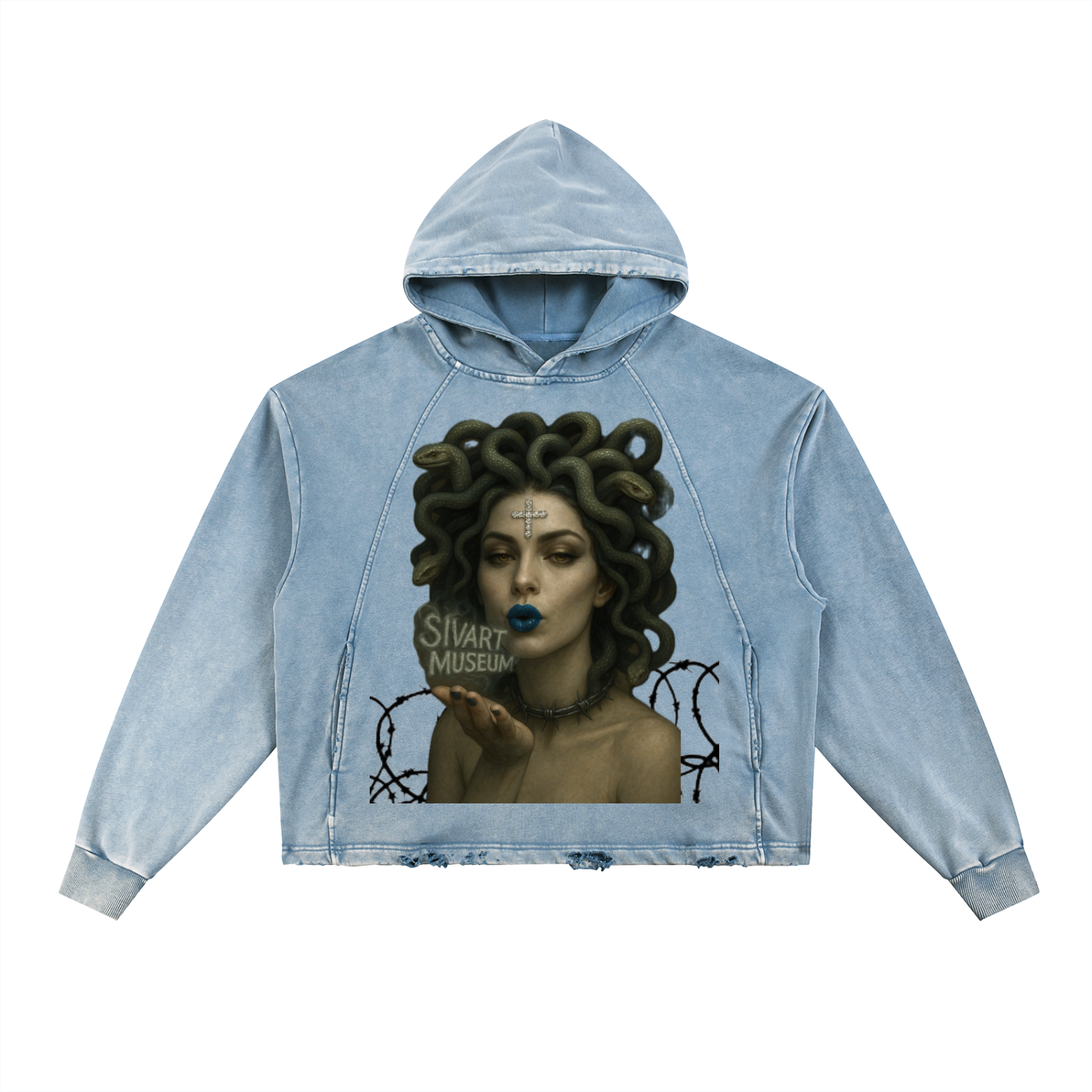 Vintage Washed Frayed-Hem Hoodie