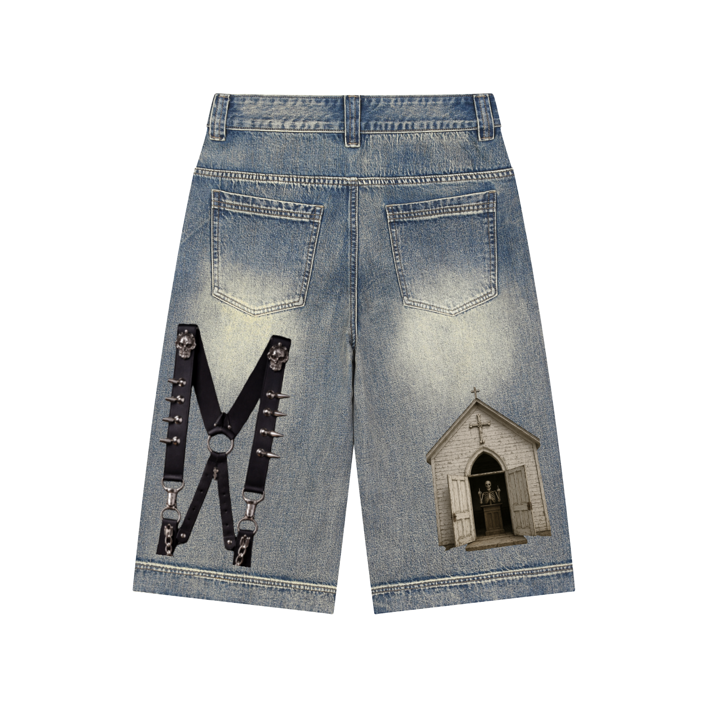Sivart Museum Vintage Wash Baggy Denim Shorts