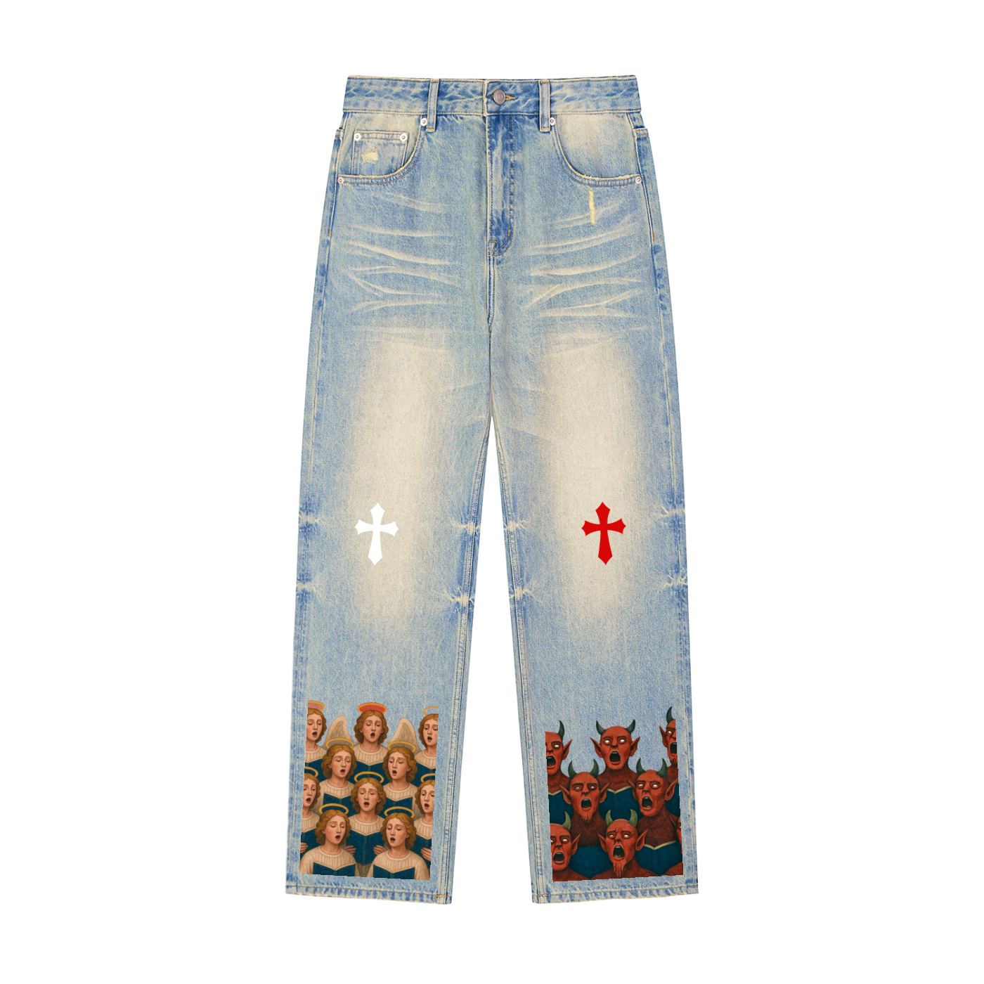 Sivart Museum Sun Fade Raw Hem Denim Jeans