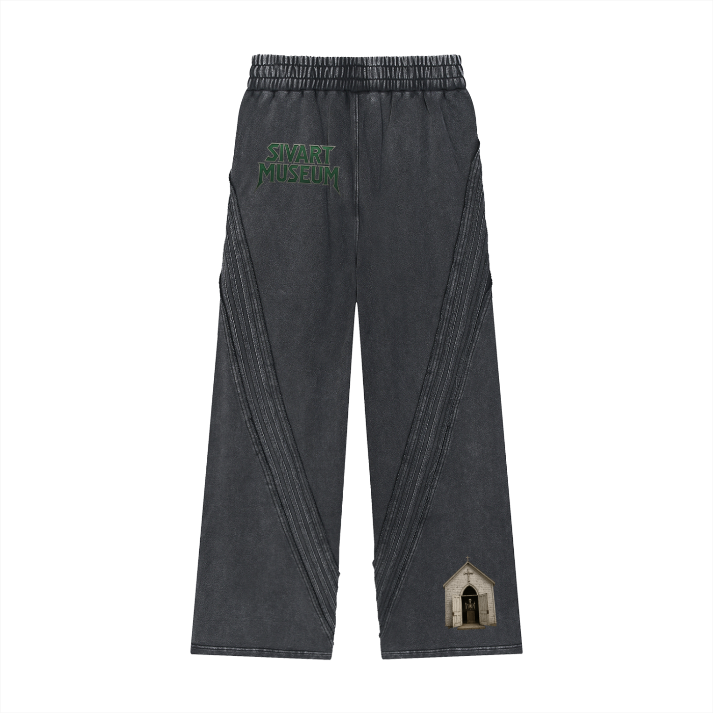 Sivart Museum Snow Washed Tape Raw Edge Sweatpants