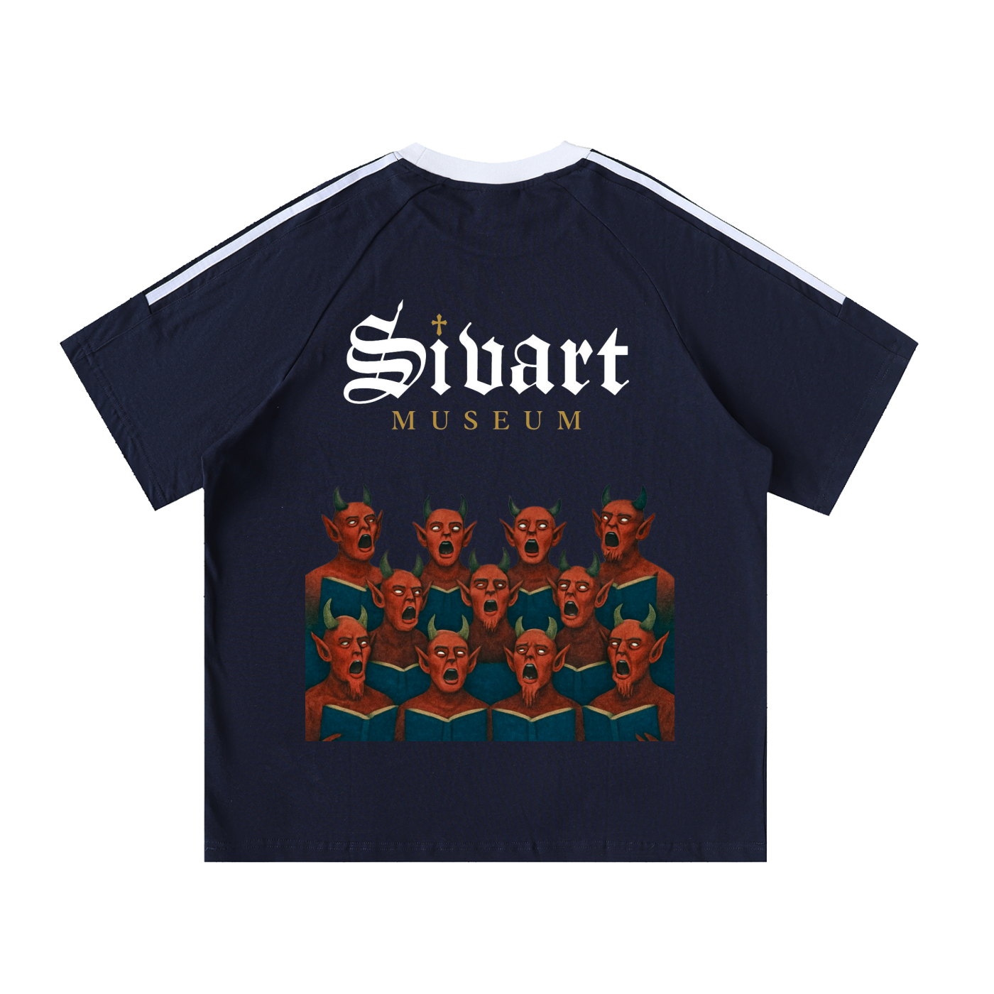 Sivart Museum Contrast Tape Crewneck Cotton T