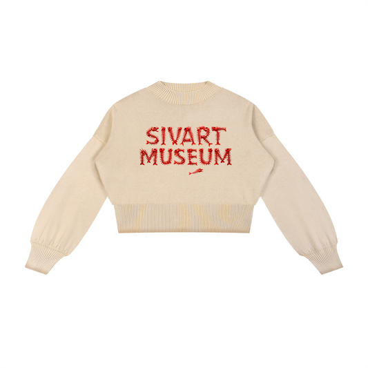 Sivart Museum Women Balloon Sleeve Cropped Sweater