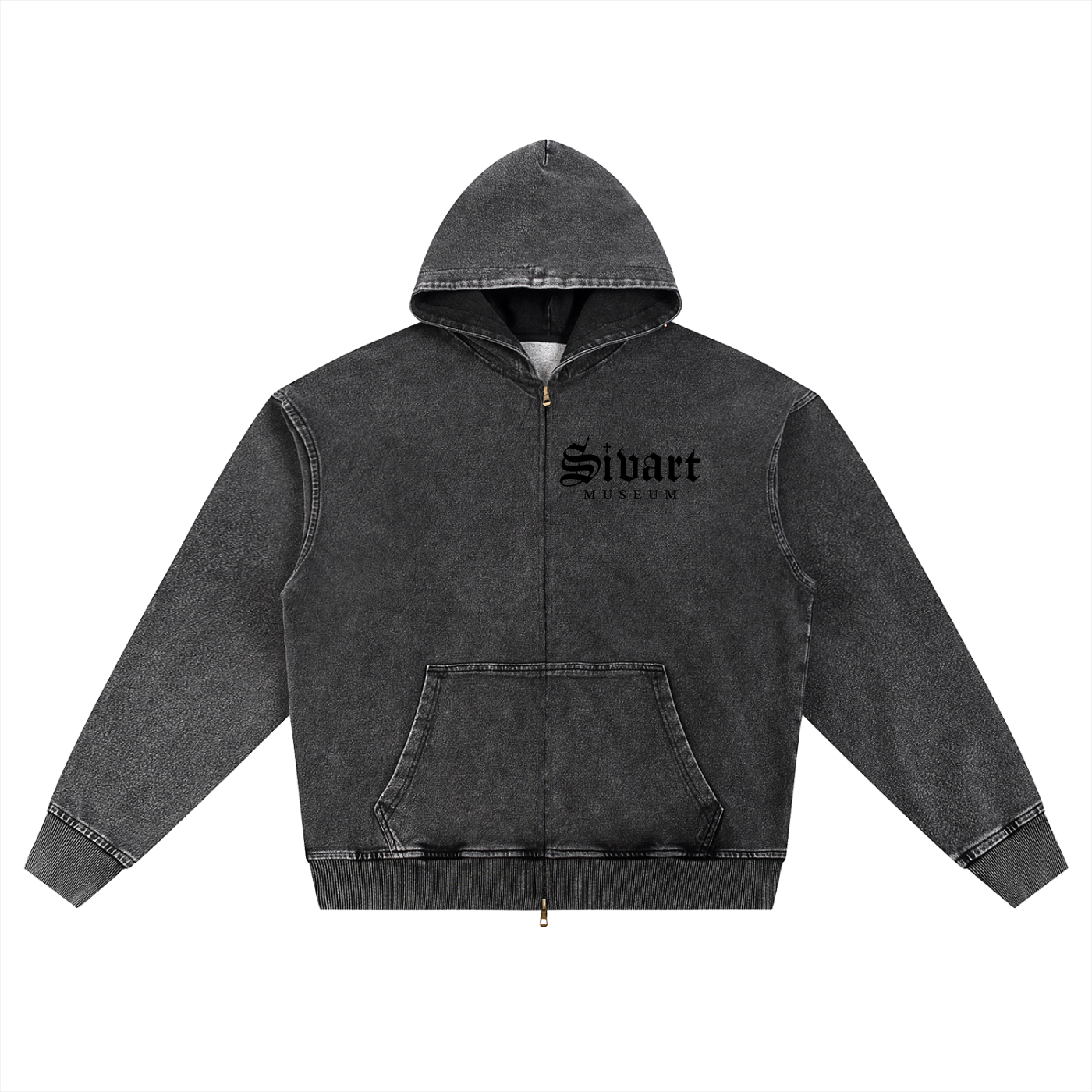 Sivart Museum Wash Oversized Zip-Up Hoodie