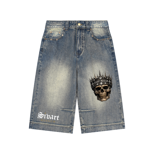 Sivart Museum Vintage Wash Baggy Denim Shorts