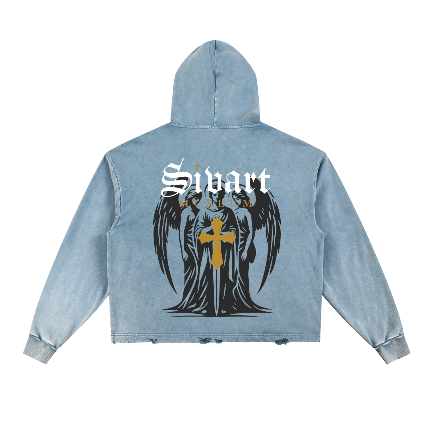 Sivart Museum Vintage Washed Frayed-Hem Hoodie