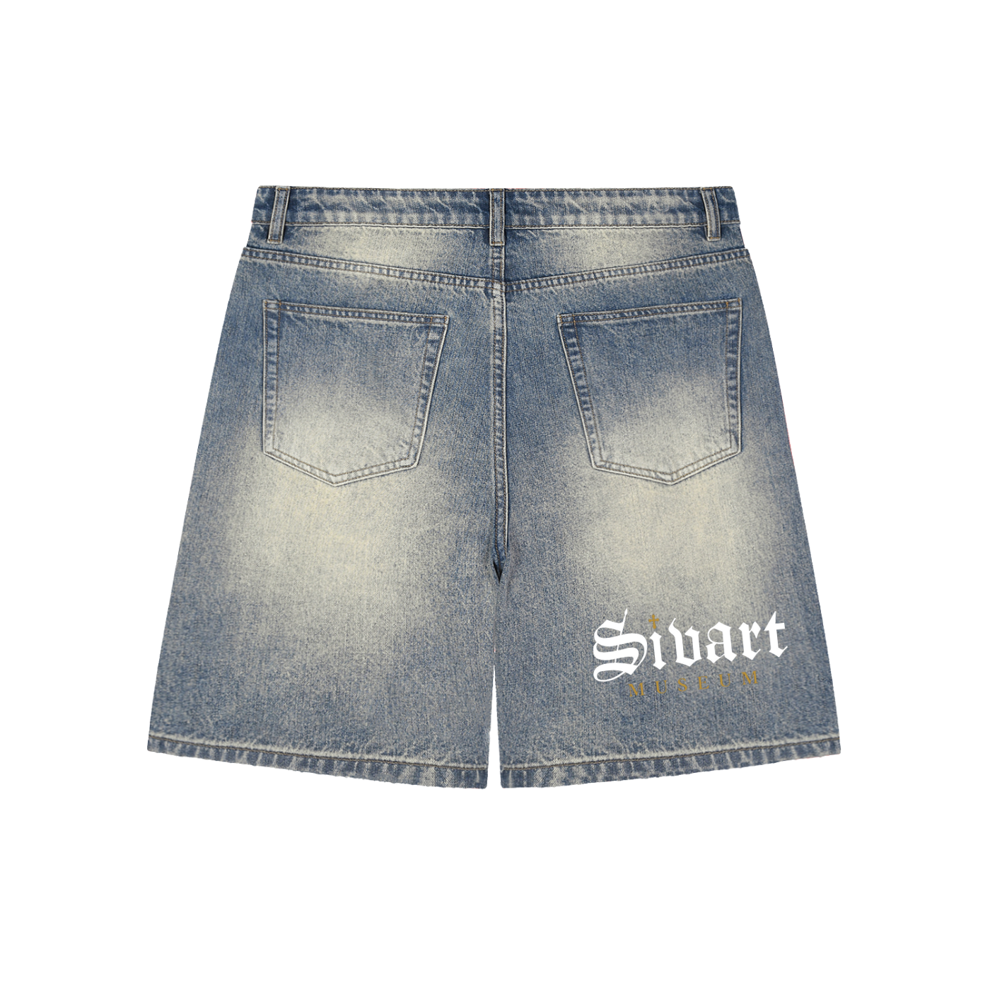 Sivart Museum Unisex Faded Distressed Baggy Denim Shorts