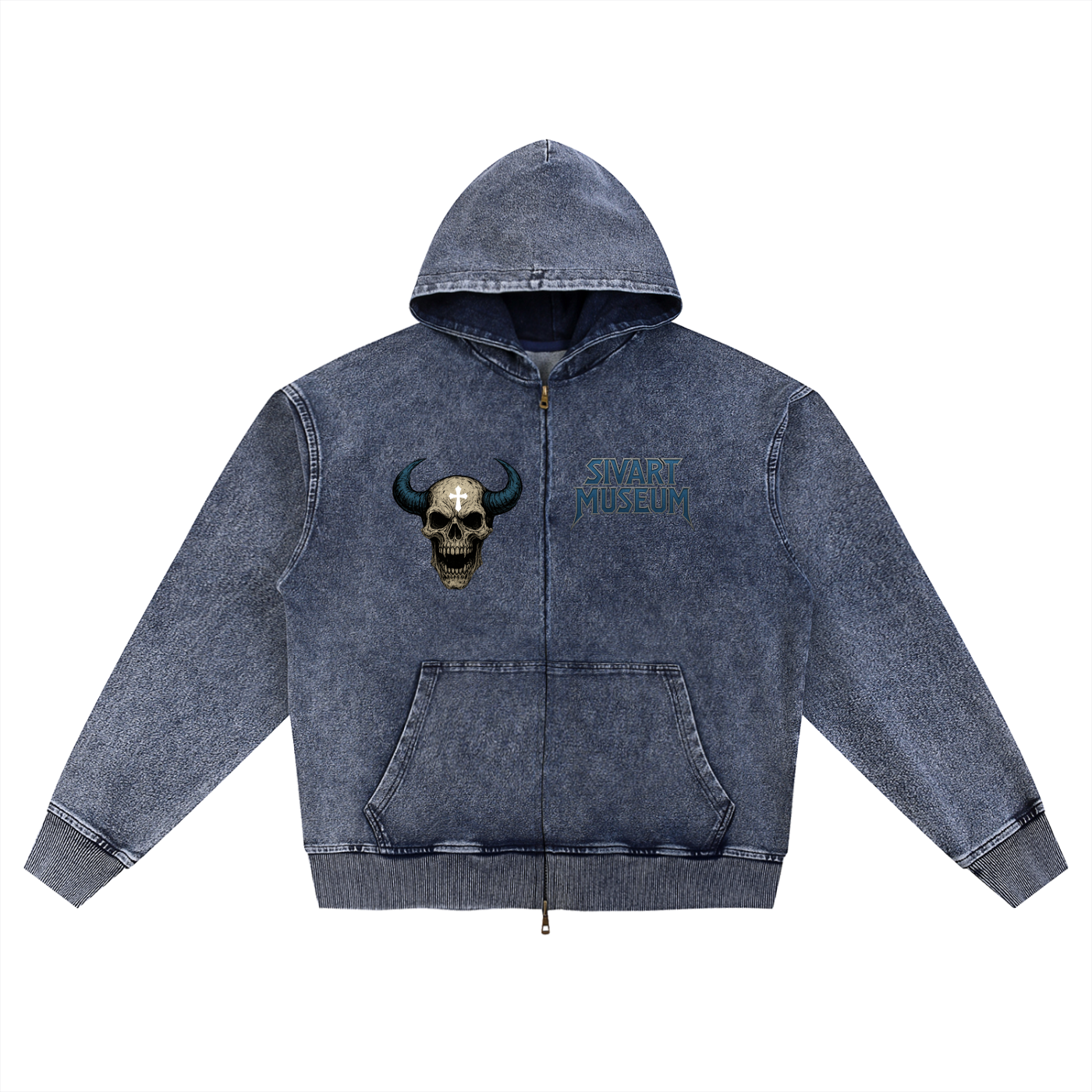 Sivart Museum Snow Wash Oversized Zip-Up Hoodie