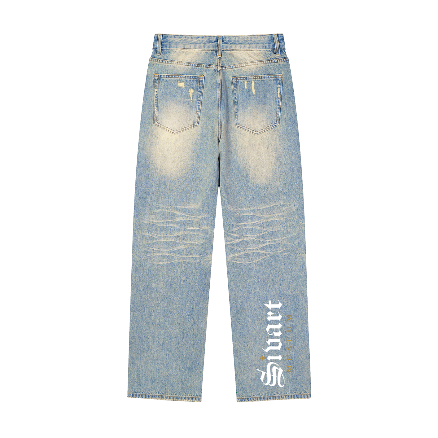 Sivart Museum Sun Fade Raw Hem Denim Jeans
