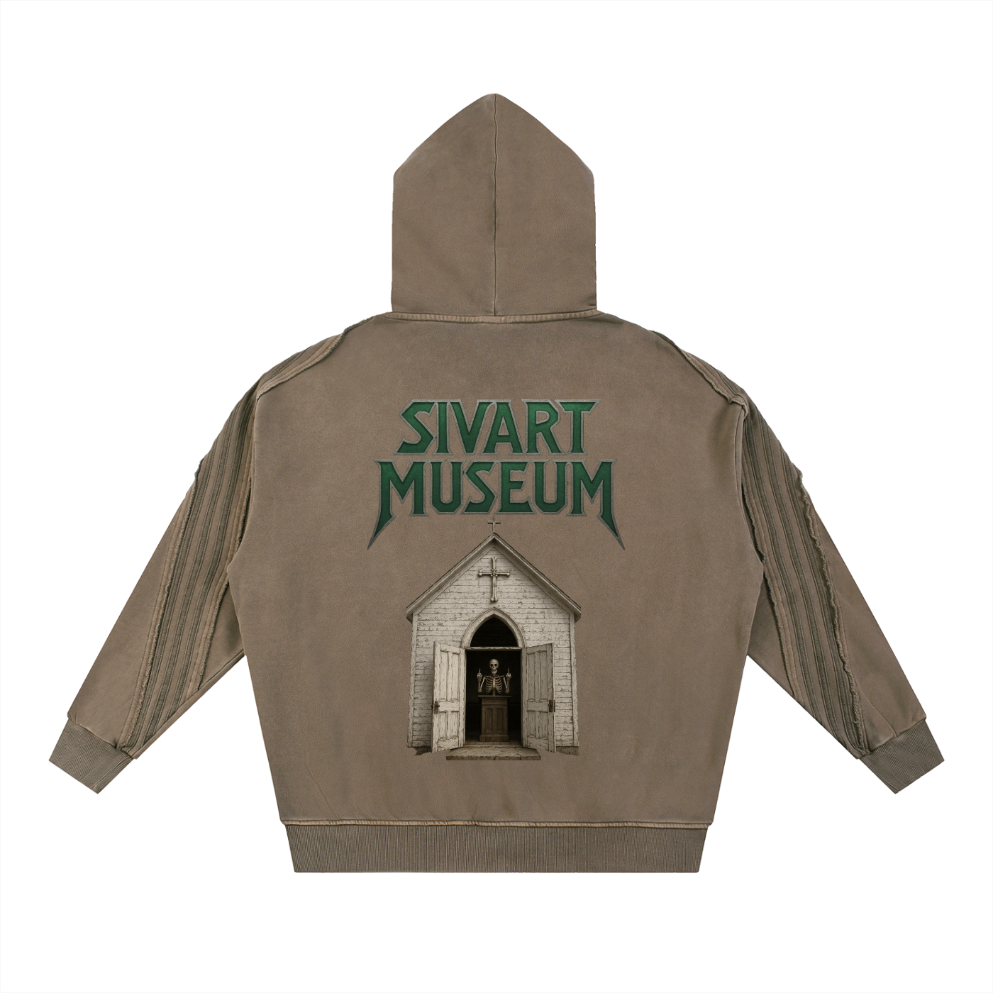 Sivart Museum Snow Washed Tape Raw Edge Zip Hoodie