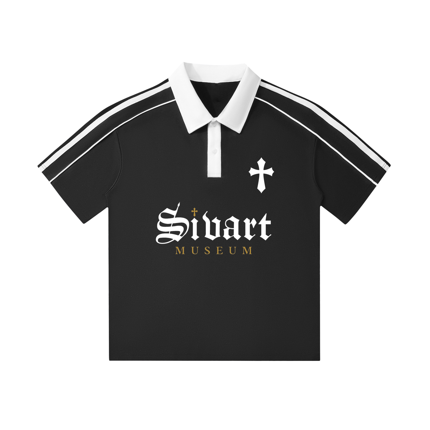 Sivart Museum Contrast Collar Short-Sleeve Polo Shirt