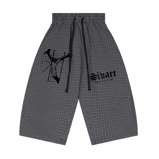 Sivart Museum Unisex Plaid Loose Capri Shorts