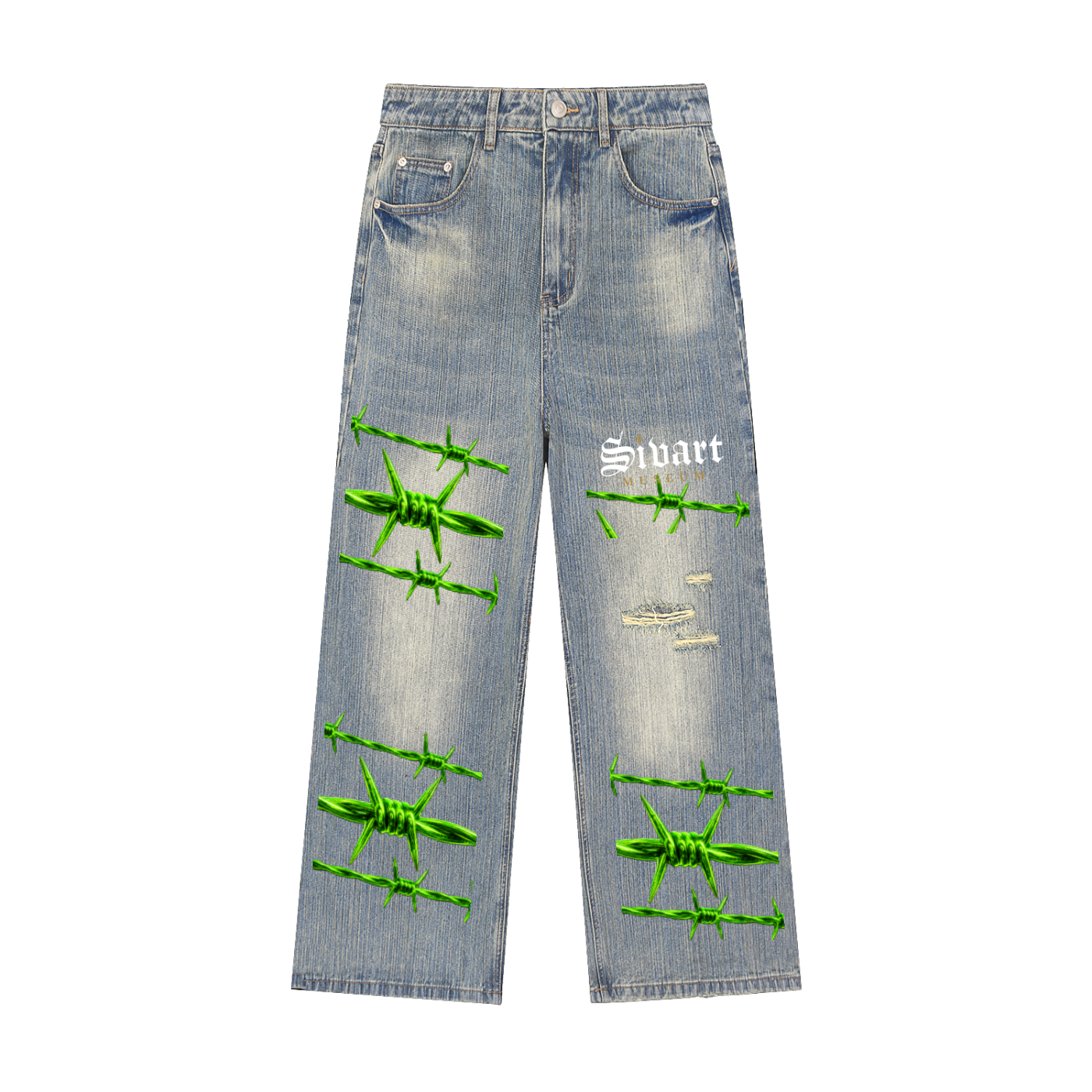 Sivart Museum Vintage Wash Distressed Denim Jeans