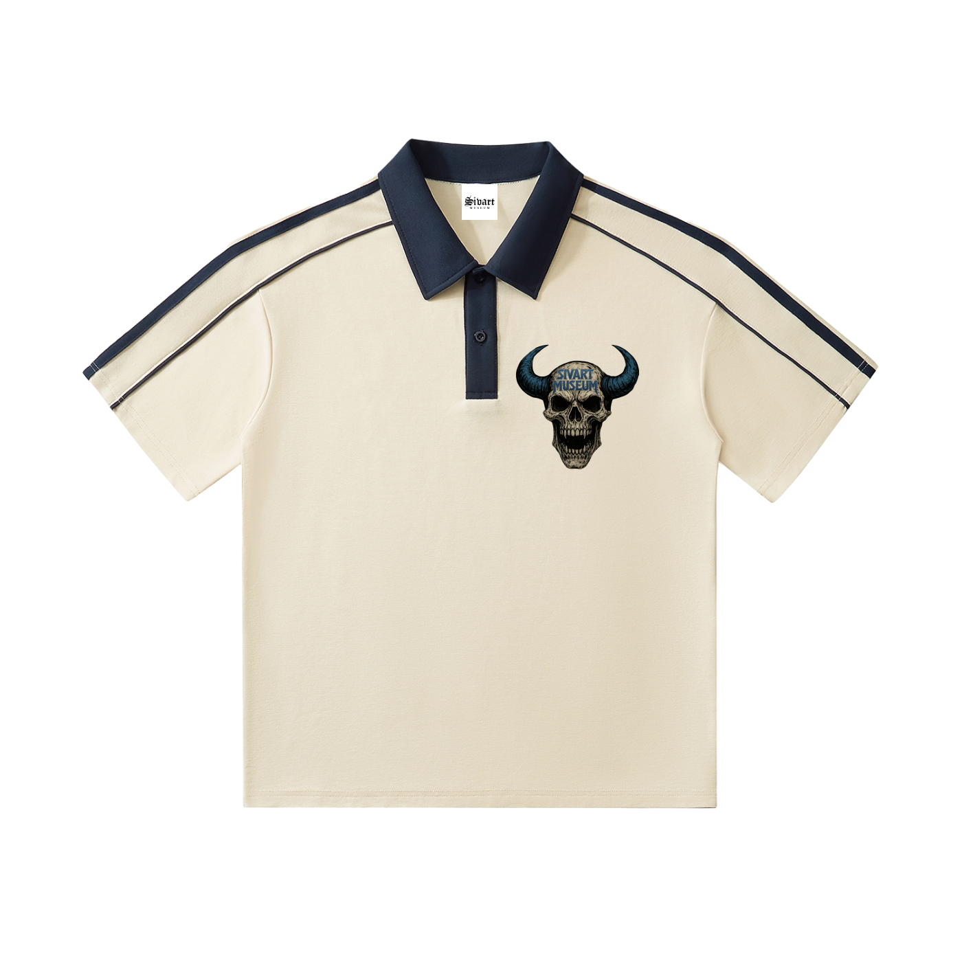 Sivart Museum Contrast Collar Short-Sleeve Polo Shirt