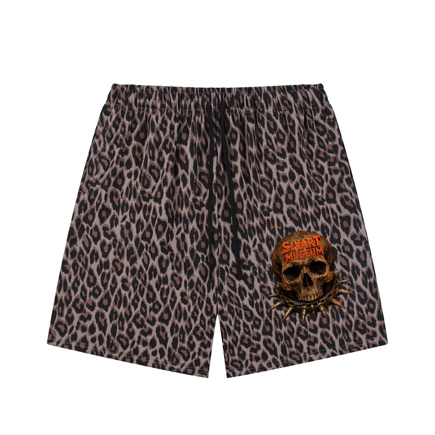 Sivart Museum Unisex Heavyweight Leopard Drawstring Shorts