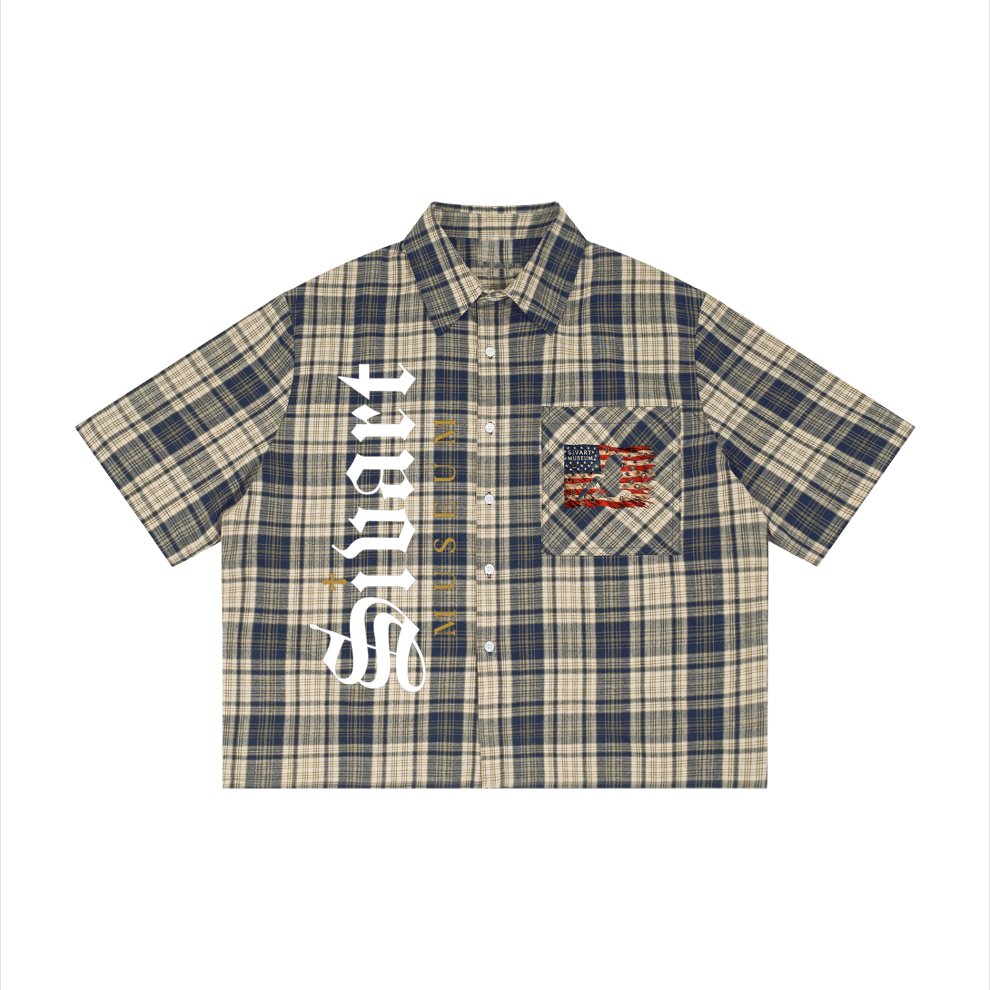 Sivart Museum Unisex Plaid Boxy Short Sleeve Shirt