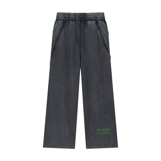 Sivart Museum Snow Washed Tape Raw Edge Sweatpants