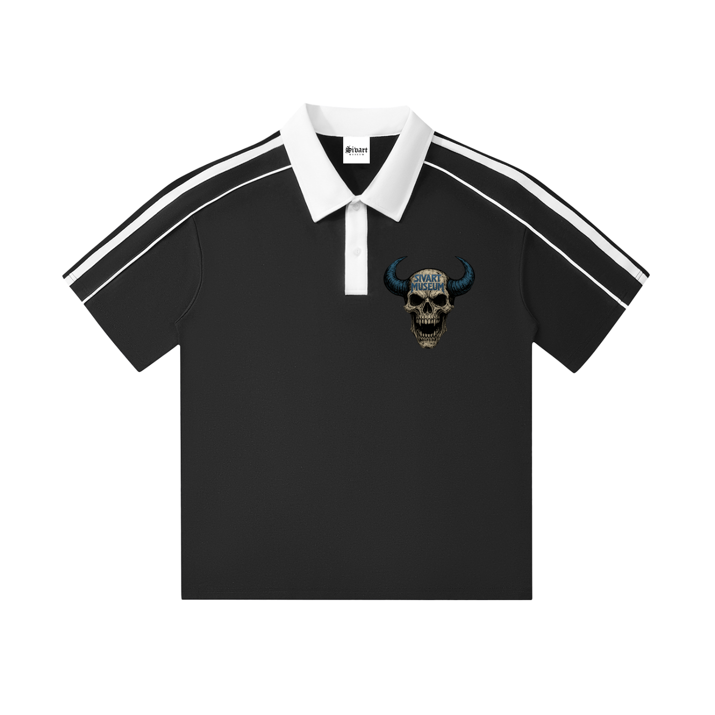 Sivart Museum Contrast Collar Short-Sleeve Polo Shirt