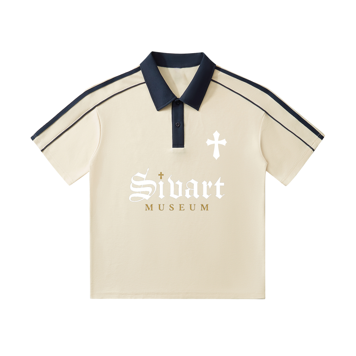 Sivart Museum Contrast Collar Short-Sleeve Polo Shirt
