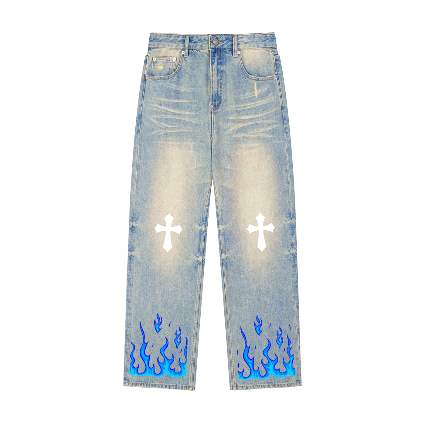Sivart Museum Sun Fade Raw Hem Denim Jeans