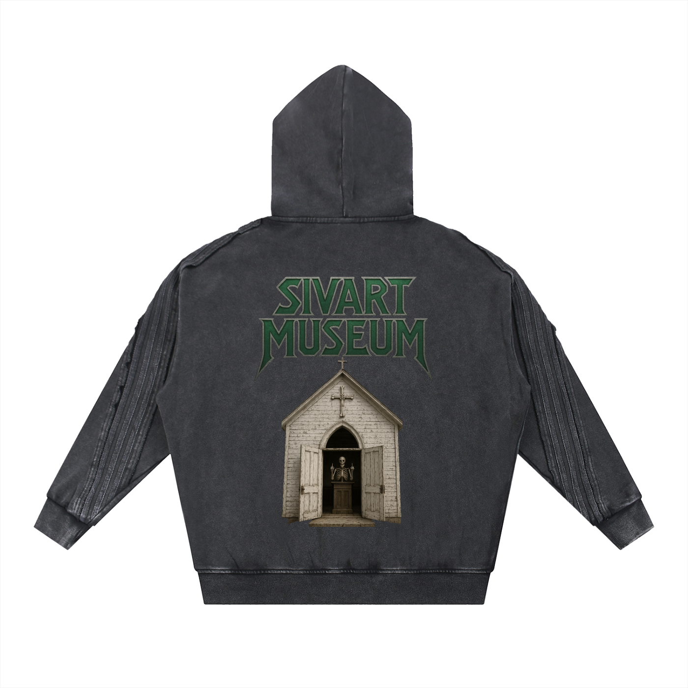 Sivart Museum Snow Washed Tape Raw Edge Zip Hoodie