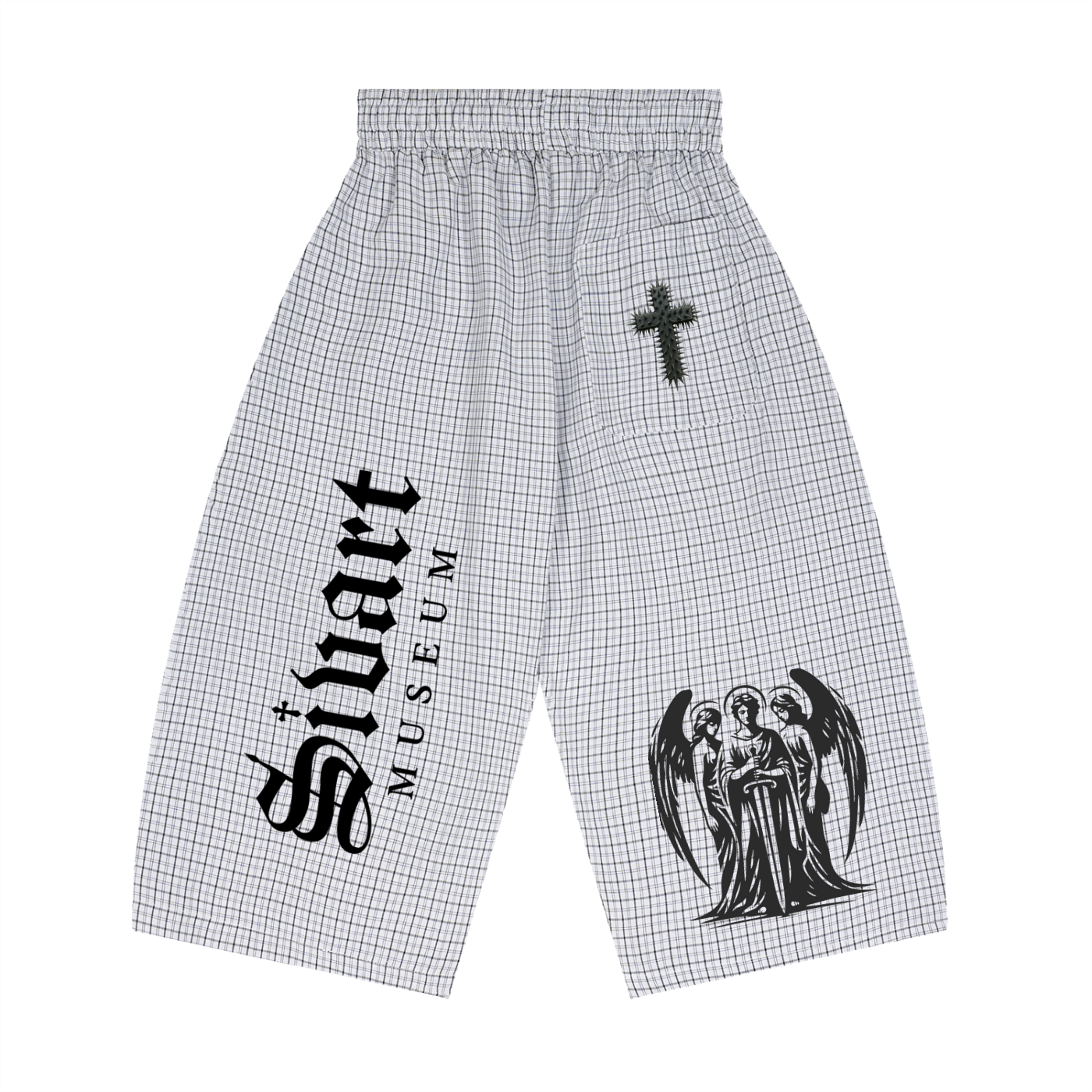 Sivart Museum Unisex Plaid Loose Capri Shorts