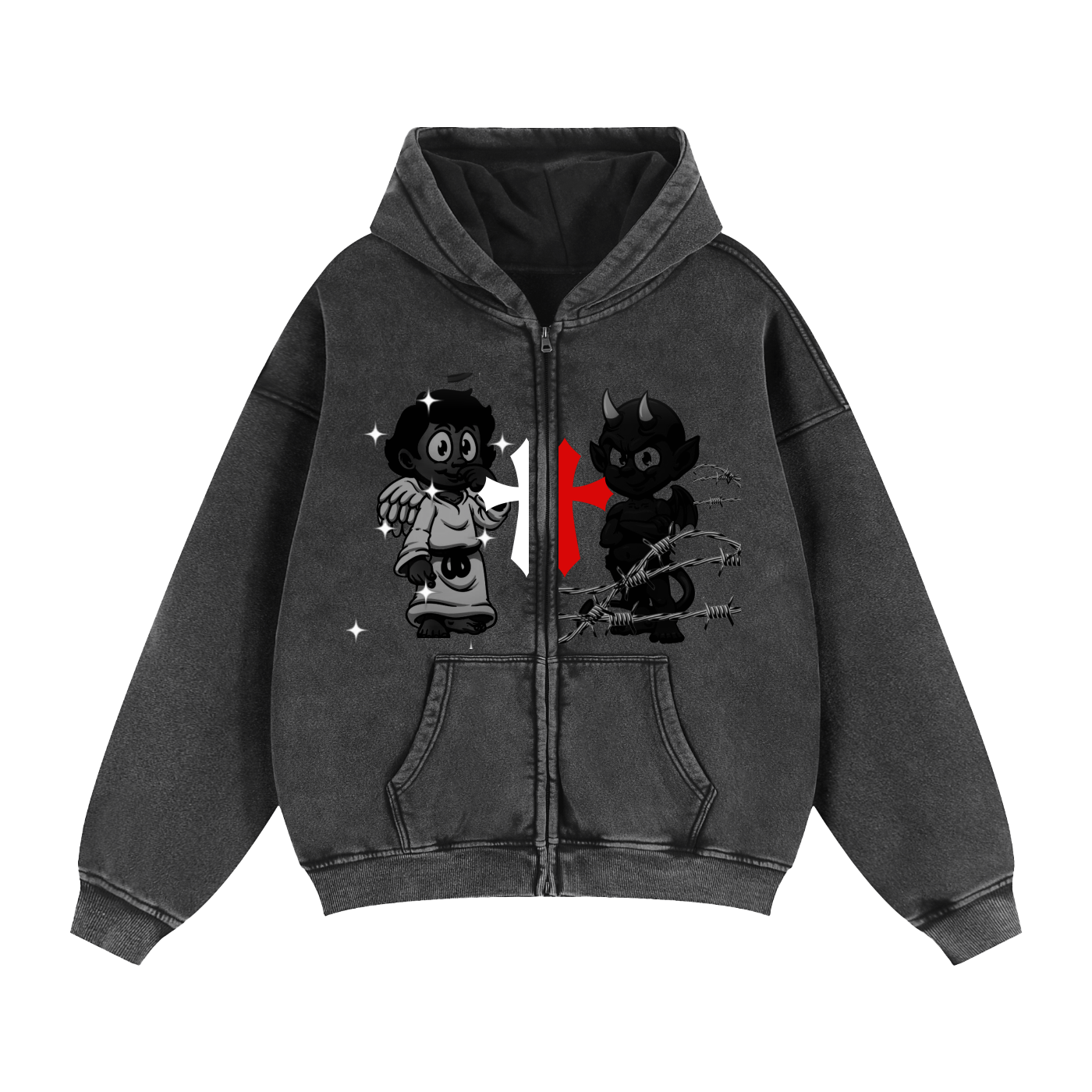 Sivart Museum 2SIDES Zip-Through Boxy Hoodie